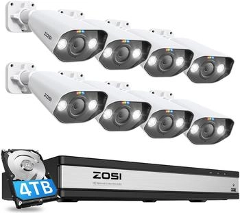 ZOSI 5MP Set 8X 5MP PoEund 16CH 4K NVR 4TB HDD 2-Wege Audio Personen- und Fahrzeugerkennung C182 (6941709220501)