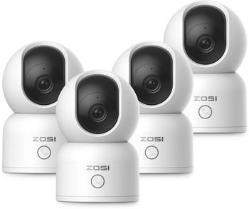 ZOSI 4er 3Mp 2K Set 355°/140Schwenkbar Plug-in Strom Auto Tracking Farbnachtsicht 2-Wege Audio (4NC-2893Q-W-EU)