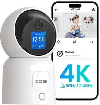 ZOSI 4K 1 44" Monitor 8MP Innen360° Schwenkbar 2-Wege-Videoanruf 2 4/5GHz WiFi AI Personenerkennung C519M
