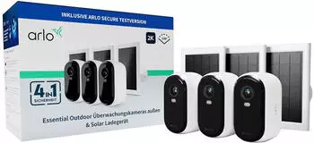 Arlo Essential 22K Outdoor Kamera-Set Solarpanel 3er Set wei&szlig; (VMK3350-100EUS)
