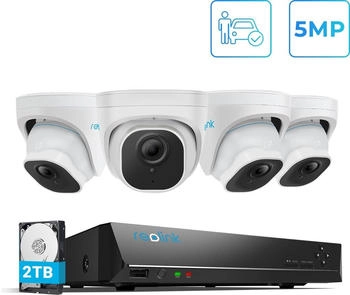 reolink 5MP Set PoE IP OutdoorSmarter Personen- und Fahrzeugerkennung 8CH 2TB HDD NVR f&uuml;r 24/7 Nachtsicht RLK8-520D4-A (RLK8-520D4-5MP-AI)