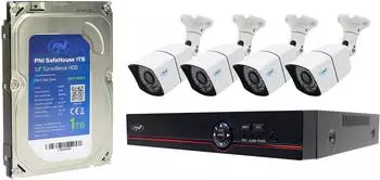 PNI Ultra HD 5 MP Aussenkameras + 360° PTZ-Bedienung und 1 TB Festplatte Weiss