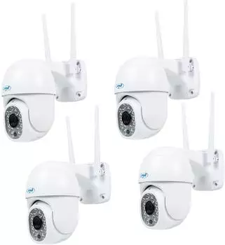 PNI 4-teiliges WiFi PTZ Überwachungsset 4MP digitaler Zoom Bewegungserkennung Weiss (PNI-IP440-4)