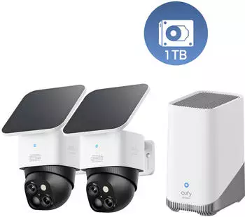 Eufy SoloCam S340 Doppelpack + HomeBase S380 + 1TB Festplatte wei&szlig;