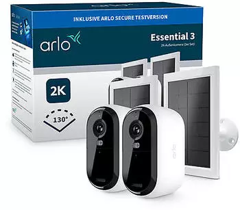 Arlo Essential 3 2er Set + Solarpanel Weiss (VMK3280-100EUS)