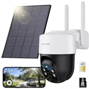 WOLFANG WT06-WB 4G Solar-Überwachungskamera 2.5K PIR Bewegungserkennung Nachtsicht (WT06-WB)