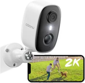 COOAU G1 Pro Überwachungskamera 2K WiFi6 Akku PIR-Bewegungserkennung IP65 (G1 Pro-BK)