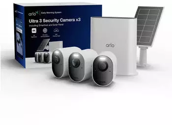 Arlo Ultra 3 &Uuml;berwachungskamera 3-Cam Kit + Solarpanel (VMC5350-111EUS)