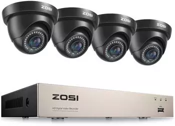 ZOSI Kabelgebundenes Überwachungssystem 8CH H.265+ DVR, 4x 1080p Außen-Dome-Kamera, IR-Nachtsicht 24m, ohne Festplatte