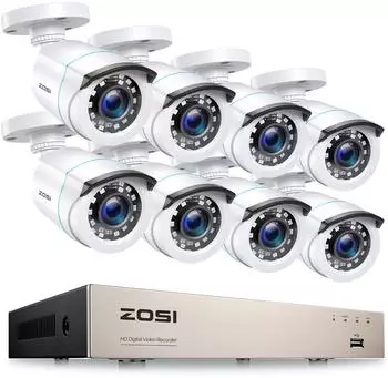 ZOSI Überwachungskamera-Set 8CH 1080p H.265+ DVR 8 Bullet-Kameras 20m Nachtsicht