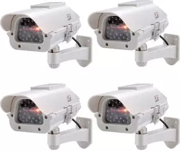 TronicXL &Uuml;berwachungskamera-Attrappe Solar Au&szlig;en blinkende LED, 4er-Set