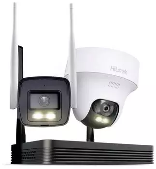 HiLook EasyLink WLAN Videorekorder-Set mit 2 Kameras, 4MP, WiFi NVS (IKS-2044BTH-PH/W)