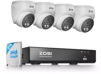 ZOSI C220 4K PoE Überwachungskamera-Set 8MP NVR 8CH 2TB HDD 2-Wege-Audio (C220)