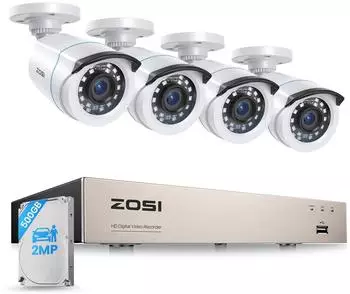 ZOSI Überwachungskamera-Set 8CH 1080P DVR 500GB, 4 Außenkameras, IR-Nachtsicht
