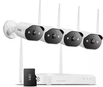 ZOSI C302 2K 3MP WiFi 6 Überwachungskamera-Set außen, 8CH NVR, 4 Kameras, 64GB, KI-Erkennung, Farb-Nachtsicht (C302)