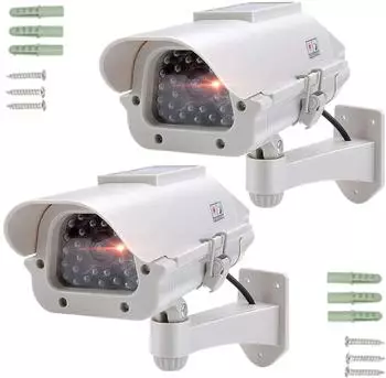 TronicXL Dummy &Uuml;berwachungskamera Attrappe Solar blinkende LED Au&szlig;en, 2er-Set