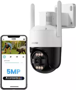 ZOSI C296A Überwachungskamera 5MP 360° Pan & Tilt, Vollfarb-Nachtsicht, WLAN (AJ-1NK-296D5W-EU)