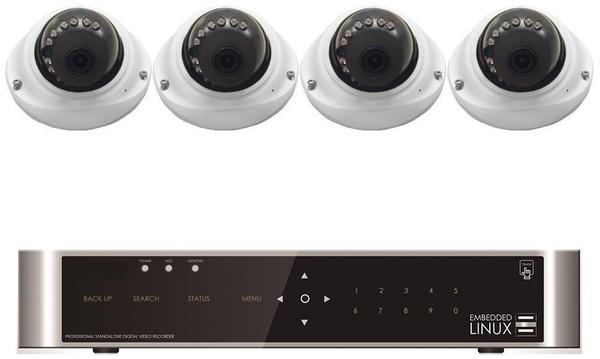 E-8004 SET 4 Kanal Full-Hd Hybrid Videoüberwachung mit 4 Hd453 Komplettset