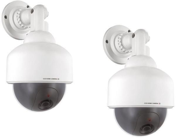 Smartwares 2er-Set Dummy-Dome Kamera Attrappe mit blinkender LED-Anzeige