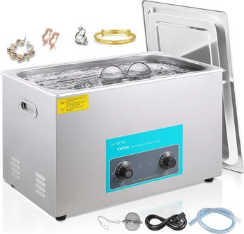 VEVOR 30L Ultraschall-Reinigungsmaschinensteuerung mit 304-Edelstahlknopf, mit Heiztimer für Schmuck, Uhren, Brillen, Dentalinstrumente