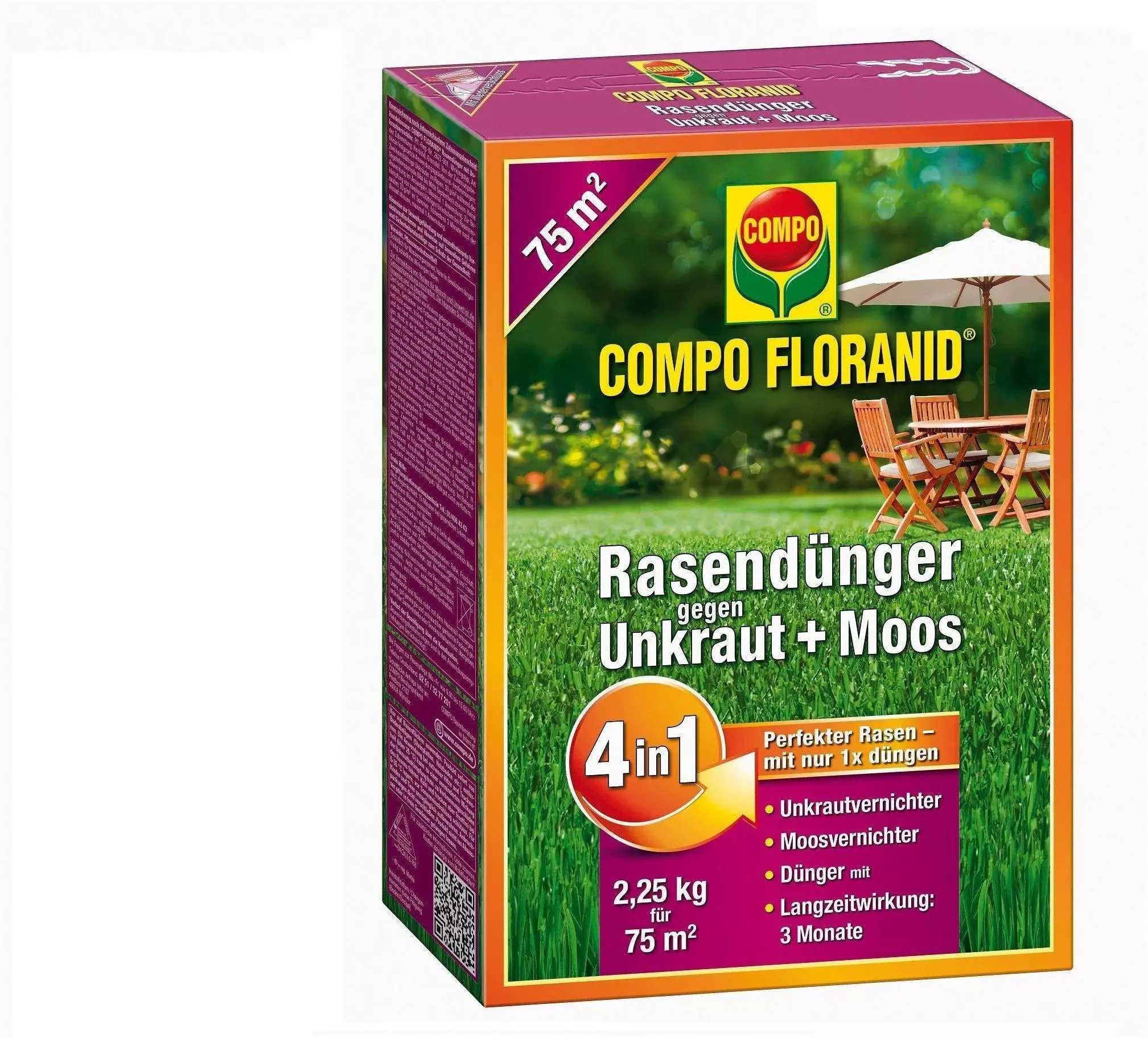 COMPO Floranid gegen Unkraut+Moos 4in1 9 kg Rasendnger mit Moosvernichter   Bewertung: 3.6/5  ab 57,32