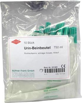 Büttner-Frank Urin Beinbeutel Rücklaufsperre m.Ablauf Schräg 750 ml (10 Stk.)