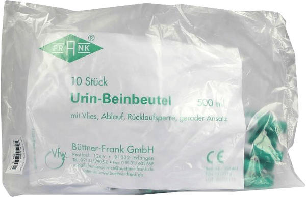 Büttner-Frank Urin Beinbteutel Rücklaufsperre m. Ablauf Gerade 500 ml (10 Stk.)