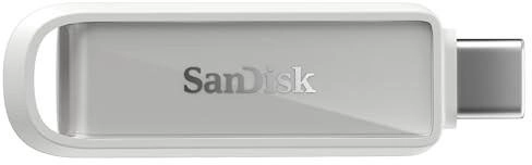 SanDisk Phone Drive USB Flash-Laufwerk, 2-in-1 iPhone Speicher 64GB (Voor iPhone, iPad, PC & Mac, Automatisches Backup, Verlichting en USB-C-Aansluitingen Wachtwoordbeveiliging) Metallic Sky