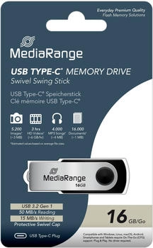 MediaRange USB Type-C 3.2 Gen1 Flash-Laufwerk Drehkappengeh&auml;use 16GB