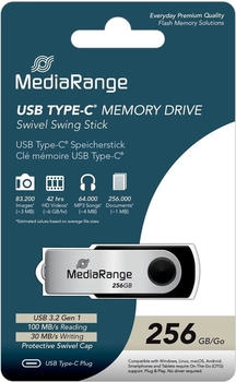 MediaRange USB Type-C 3.2 Gen1 Flash-Laufwerk Drehkappengeh&auml;use 256GB
