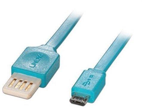 Lindy USB 2.0 Reversible Flachband Kabel 1m, blau