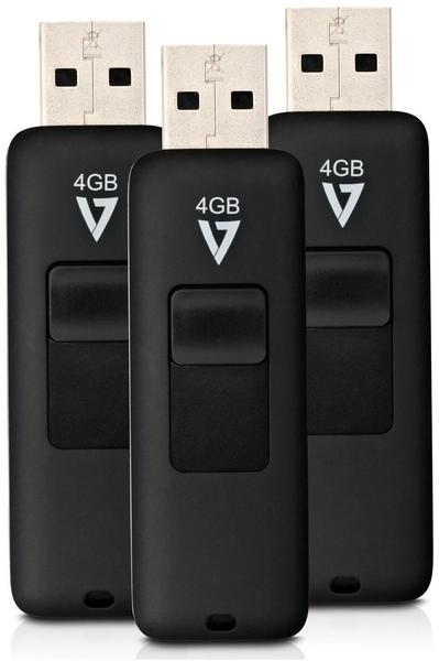V7 USB 2.0 Flash Drive Retractable 4GB 3Pack