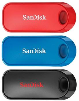 SanDisk Cruzer Snap USB 32G 3Pack Black/Blue/Red (SDCZ62-032G-G46T)