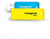 Integral INFD64GBNEONPKBLYL-N, Integral USB-Stick 64 GB USB Typ-A Blau, Gelb,...