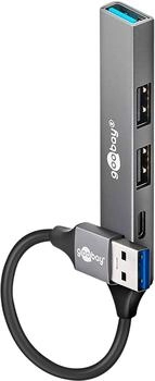 Goobay Slim 4-Port USB-Hub, USB-A auf USB-C/USB-A, USB 3.2 grau (74458)