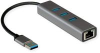 ROLINE USB 3.2 Gen 1 zu Gigabit Ethernet Konverter + Hub 3x
