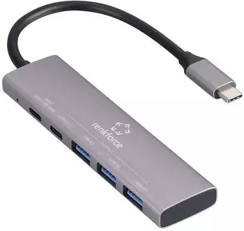 Renkforce RF-USBH-280 USB-Hub 5-Port USB 3.2 Gen1 5GBit/s USB-C PD grau (RF-6439798)