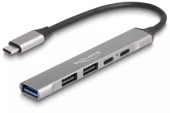 DeLock USB-C Hub 1x USB-C Power Delivery + 1 Port (64298)