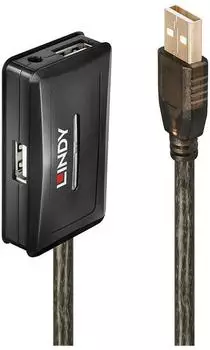 Lindy Aktives USB 2.0 Verlängerungskabel mit Hub, 10m (42635)