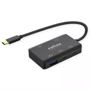 Roline USB 3.2 Gen 2 Hub 4-fach (2x USB-A + 2x USB-C), PD, 10GBit/s (14.02.5060)
