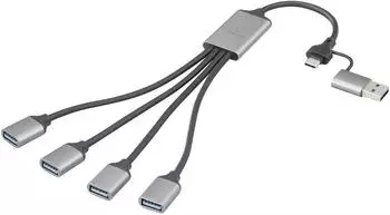 Renkforce RF-HUB-300 USB-A Hub 4-Port USB 3.0 5GBit/s Aluminiumgehäuse grau (RF-6861934)