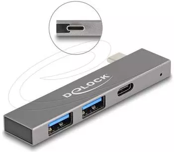 DeLock 3-Port Slim USB-Hub USB Type-C zu 1x USB-C + 2x USB-A 5Gbps (64275)