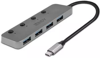 Lindy USB 3.2 Typ-C Hub 4-Port mit Ein-/Ausschalter (43383)