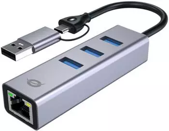 Conceptronic ABBY25G USB-C/USB-A 3.0 auf GbE + 3x USB-A 3.0 Adapter, 5Gbps (Cnct-hub3c1)