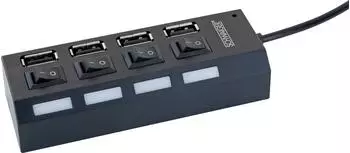Schwaiger UH4013 USB 2.0 Hub 4-Port 480Mbit/s passiv, schwarz (UH4 013)