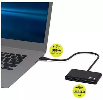 Port Designs USB-A Hub 4-Port USB 3.0 5Gbit/s schwarz (900121)