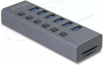 DeLock Externer USB-Hub 5Gbps mit Schalter & Micro SD (64237)