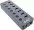 InLine USB 3.2 Gen.1 Hub, 7-Port, mit Schalter, Aluminium, grau (35395D)