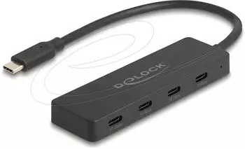 DeLock USB-C Hub 4x USB-C 10Gbps, schwarz (64322)