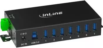 InLine Industrie-Hub USB 3.2 Gen.1, 7-Port, Aluminiumgehäuse, mit Netzteil (35396B)